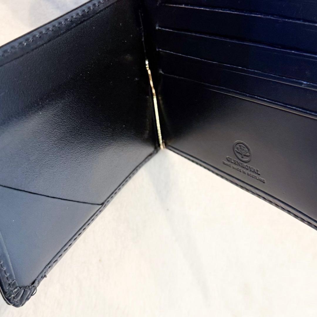 GLEN グレンロイヤル マネークリップ 二つ折り財布 黒　小銭入れ