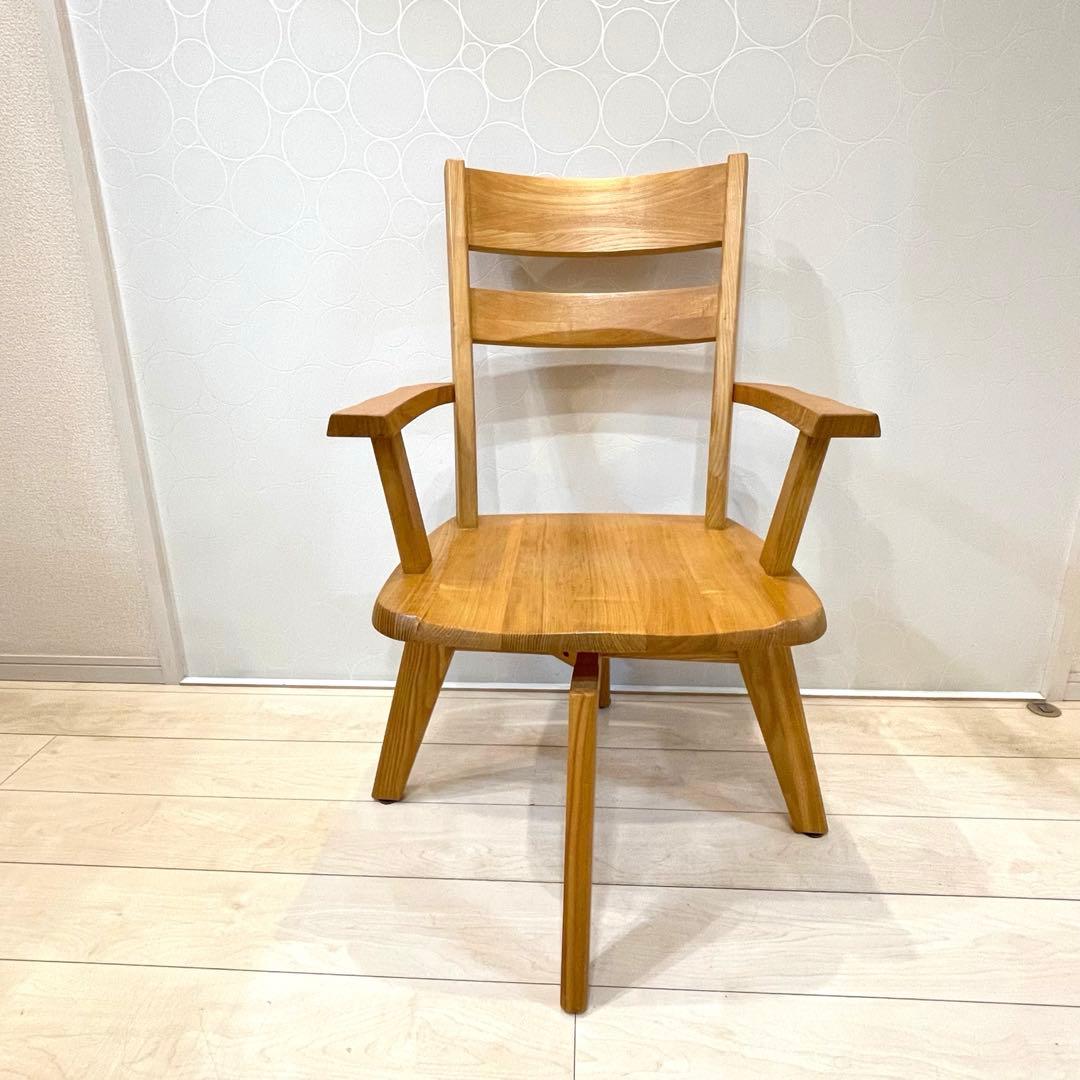 ダイニングチェア タモ天然木 北欧風 肘掛け アームチェア 回転式 インテリア①