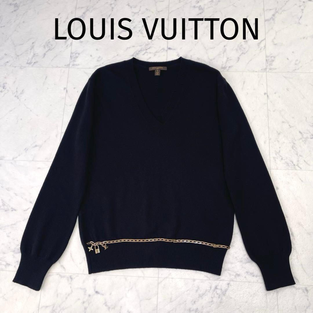 美品✨️ルイ・ヴィトン カシミヤ100% Vネックセーター S エンブレムチェーン