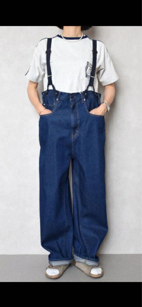 Antgauge サスペンダーサロペットデニムパンツ