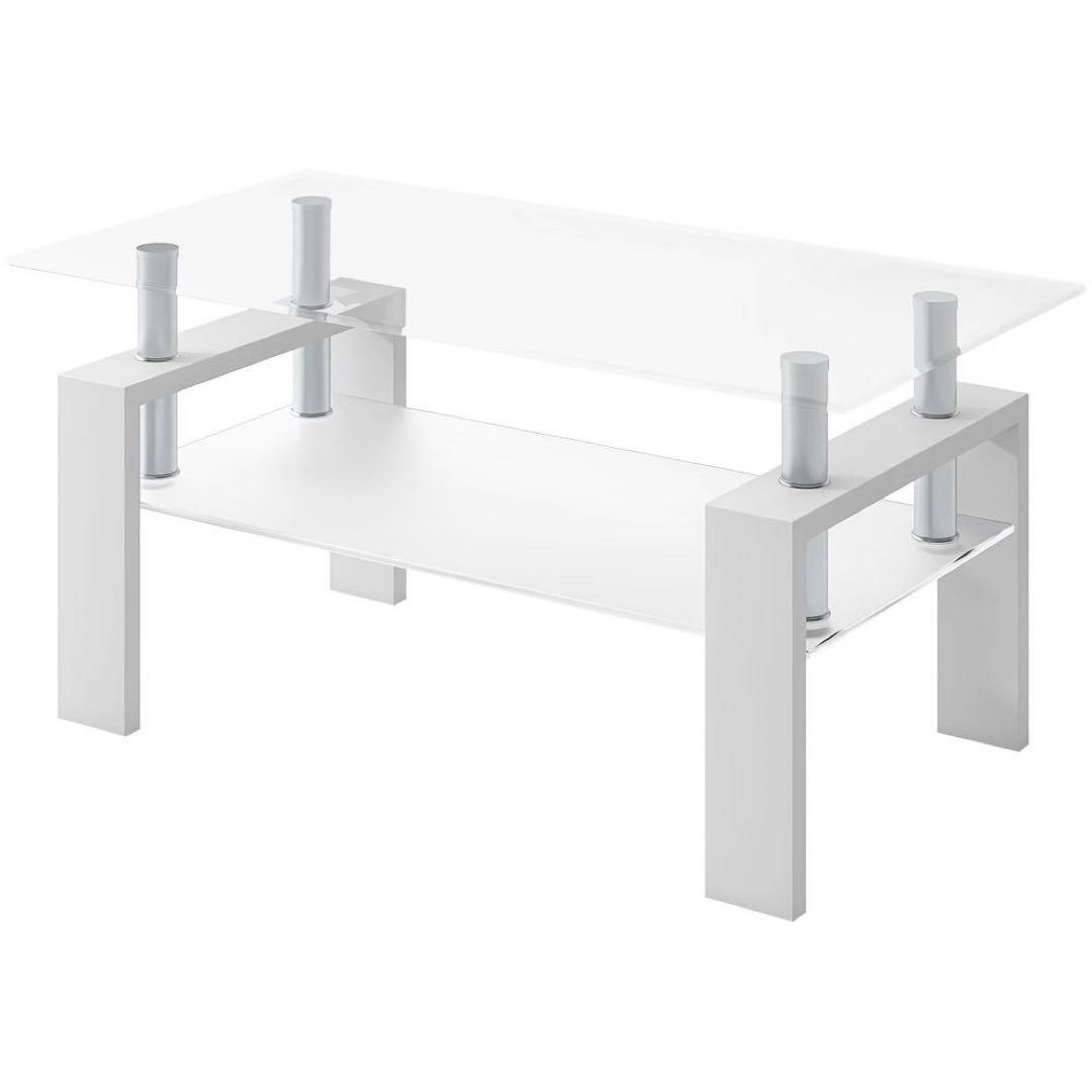 【新品】幅88cm強化ガラステーブル コーヒーテーブル