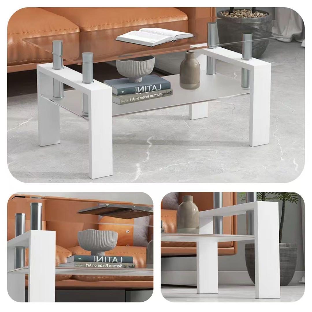 【新品】幅88cm強化ガラステーブル コーヒーテーブル