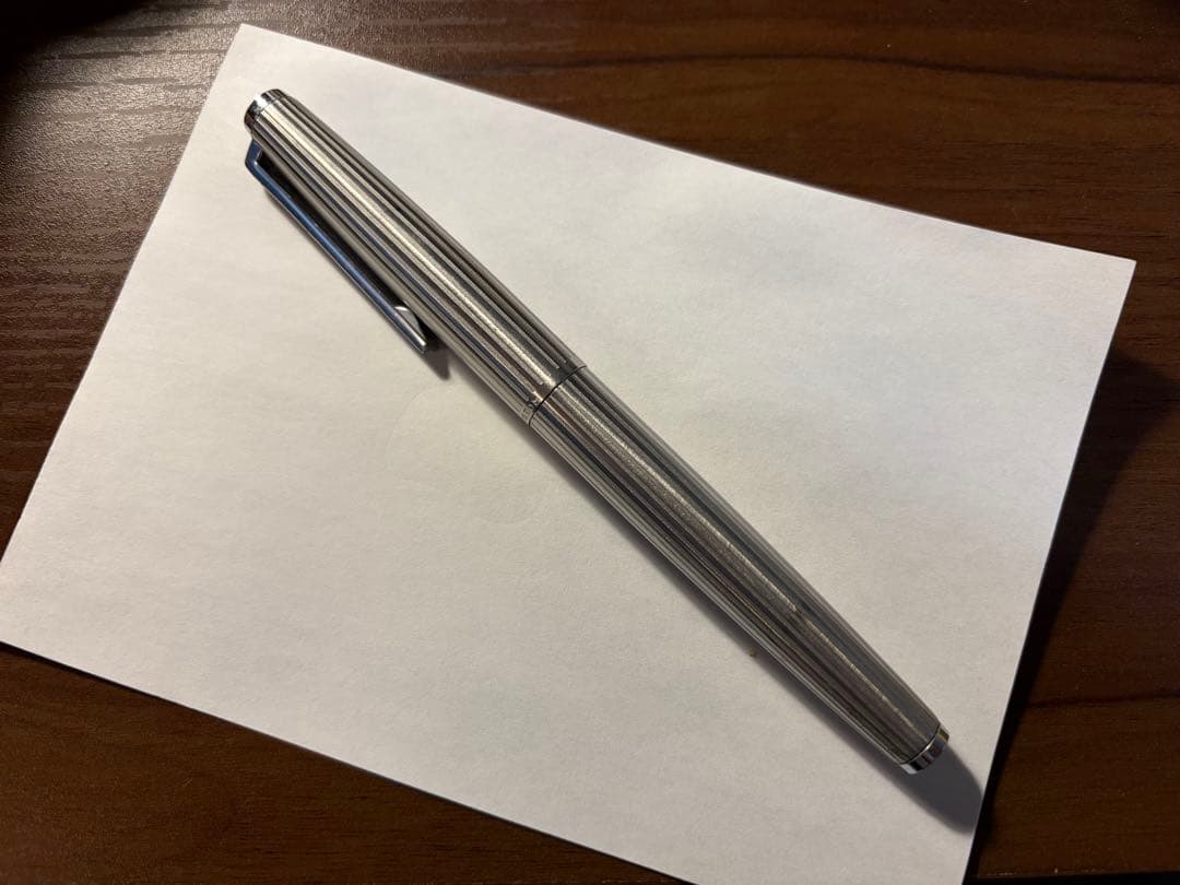 【セール】白蝕刻 PILOT カスタムストライプ　18kWG F パイロット