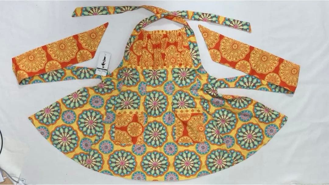 新品　ヘブンリーホステス　エプロン　ジプシーバンダナオレンジ柄