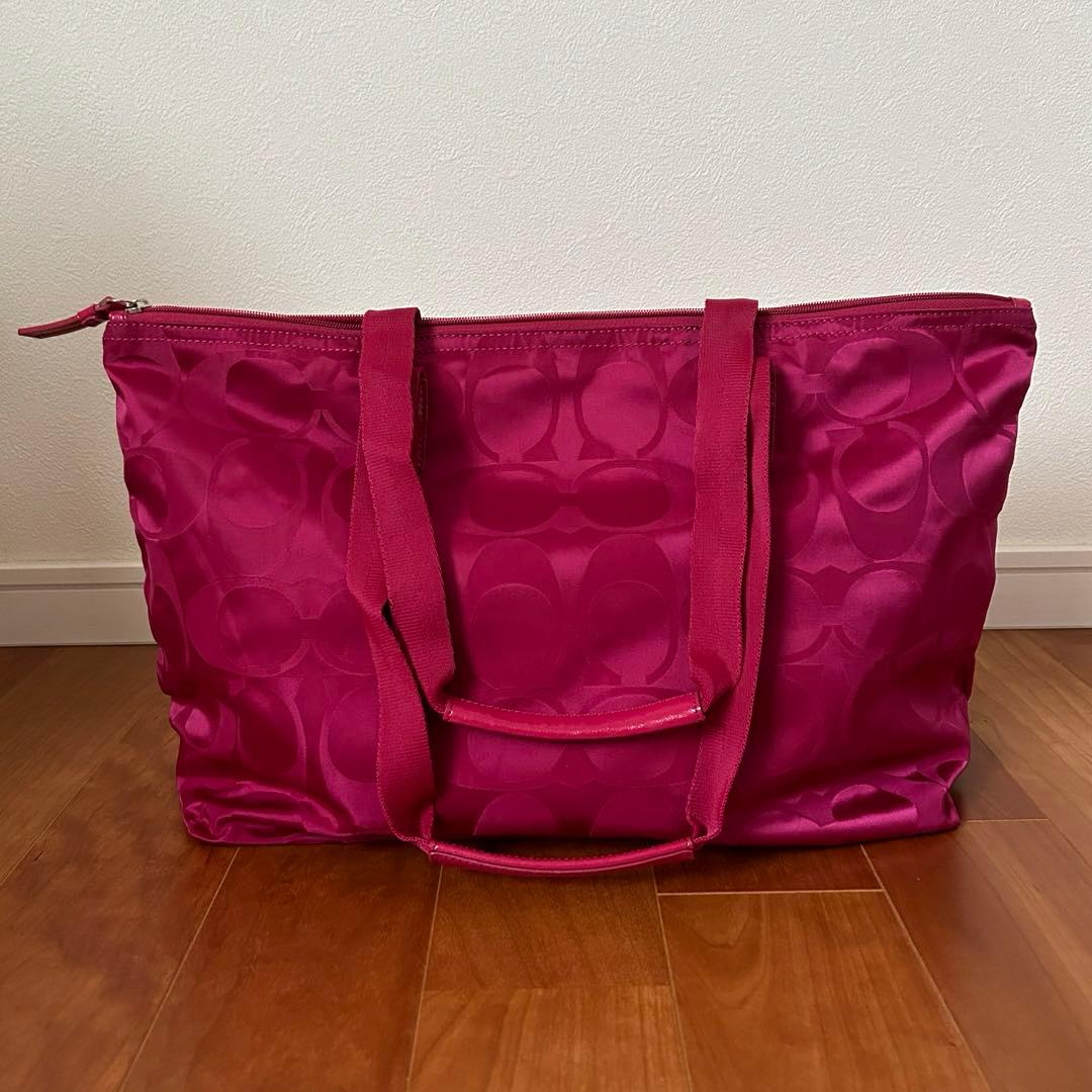 【値下げ中】【美品】コーチ　鞄　ボストン　トートバッグ　ナイロン　ポーチ付