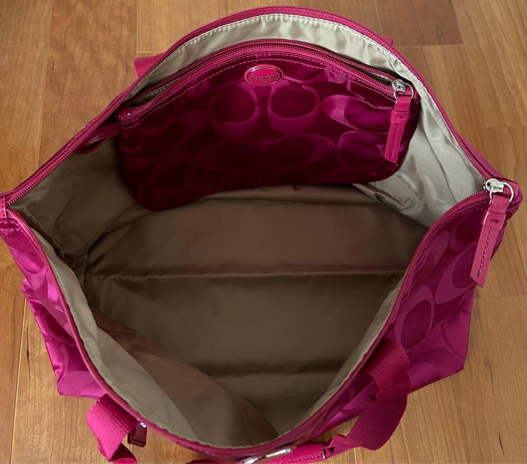 【値下げ中】【美品】コーチ　鞄　ボストン　トートバッグ　ナイロン　ポーチ付