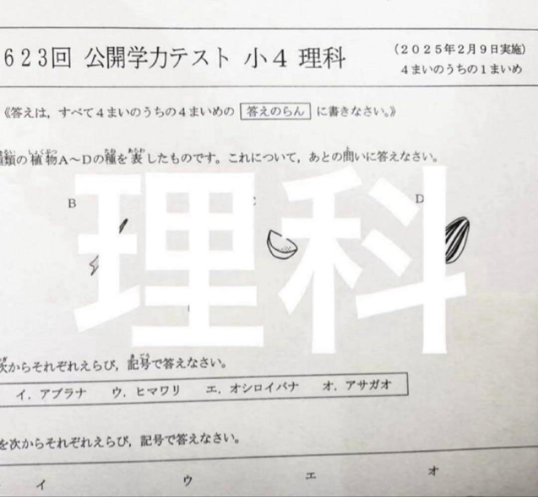 最新2025年度　浜学園　小4　公開学力テスト　国語、算数、理科、社会　4科目、