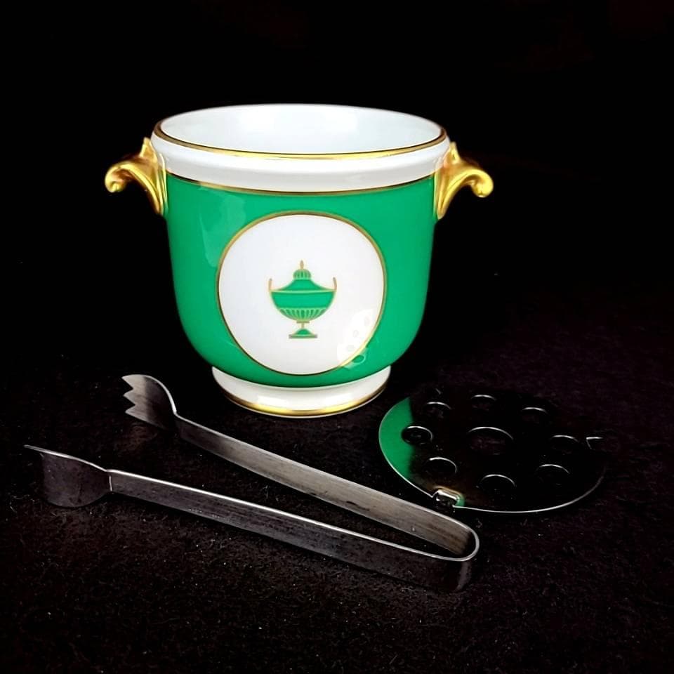 ◇美品◇リチャードジノリ　インペログリーン　アイスペール　トングつき