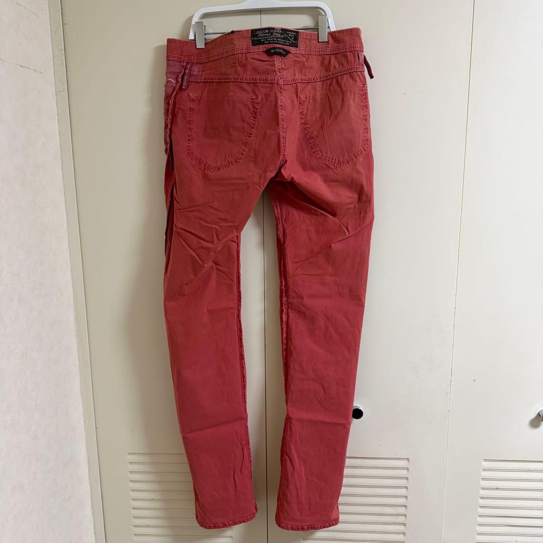 ヤコブコーエン JACOB COHEN 赤 カラーパンツ622.C w32