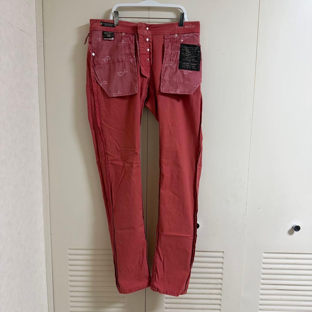 ヤコブコーエン JACOB COHEN 赤 カラーパンツ622.C w32