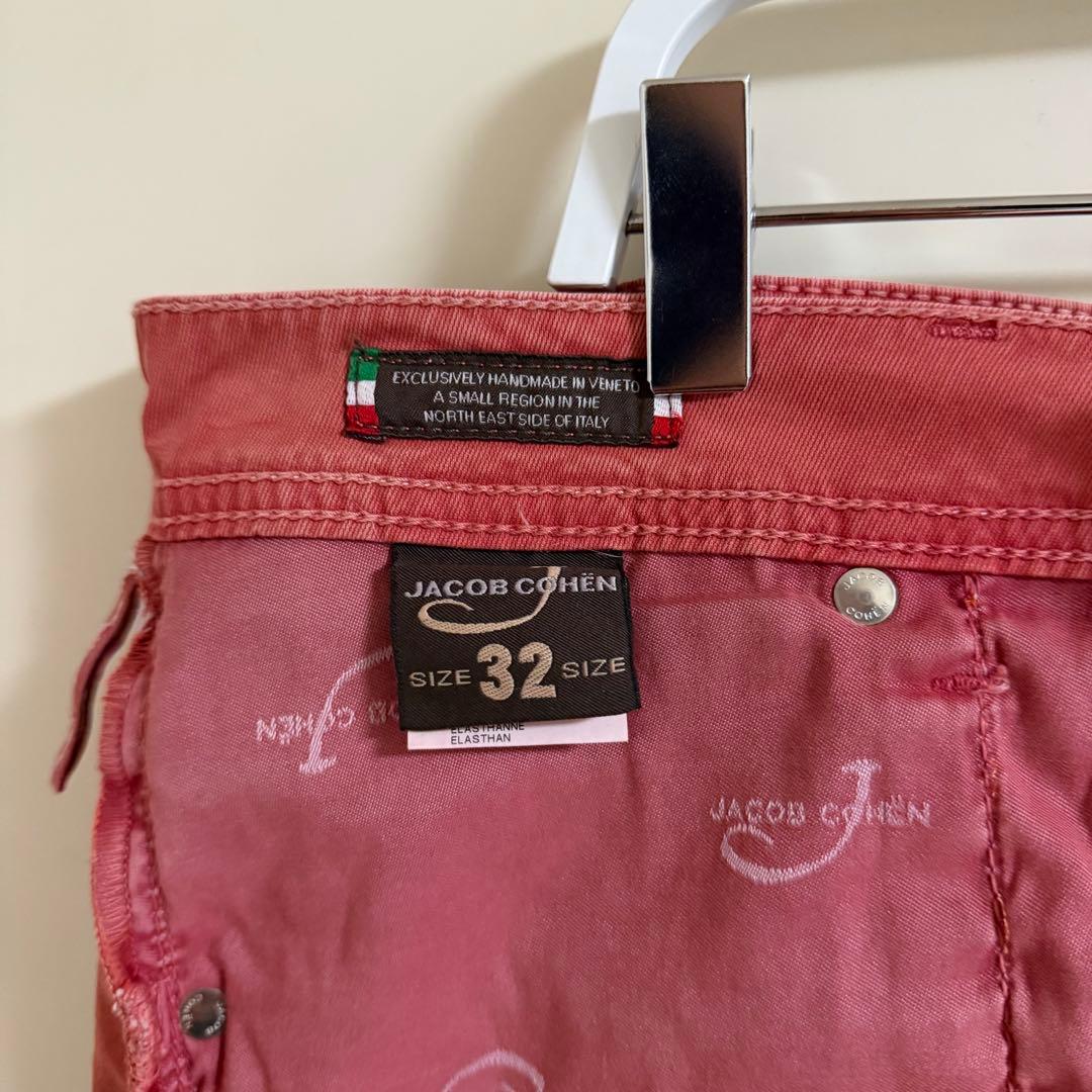 ヤコブコーエン JACOB COHEN 赤 カラーパンツ622.C w32