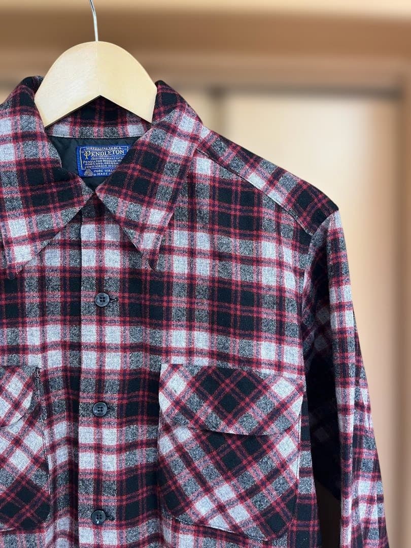 60s ペンドルトン ビンテージ レアカラー ウールシャツ　レッド　ブラック