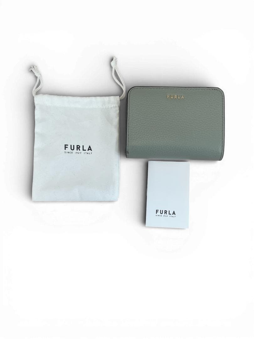 【新品・未使用】FURLA フルラ 二つ折り財布 レザー グレー 保存袋付き