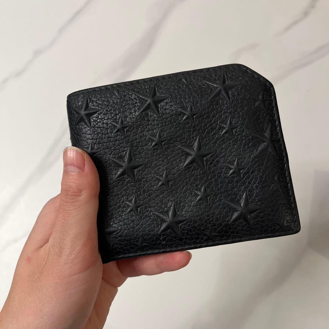 JIMMY CHOO ブラックレザー二つ折り財布