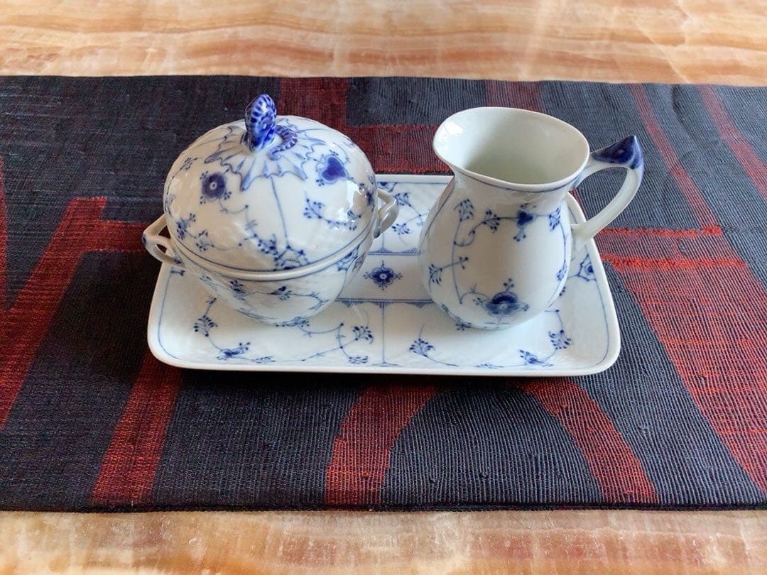 ロイヤルコペンハーゲン(B&G)クリーマー＆シュガーポット(蓋付):ヴィンテージ