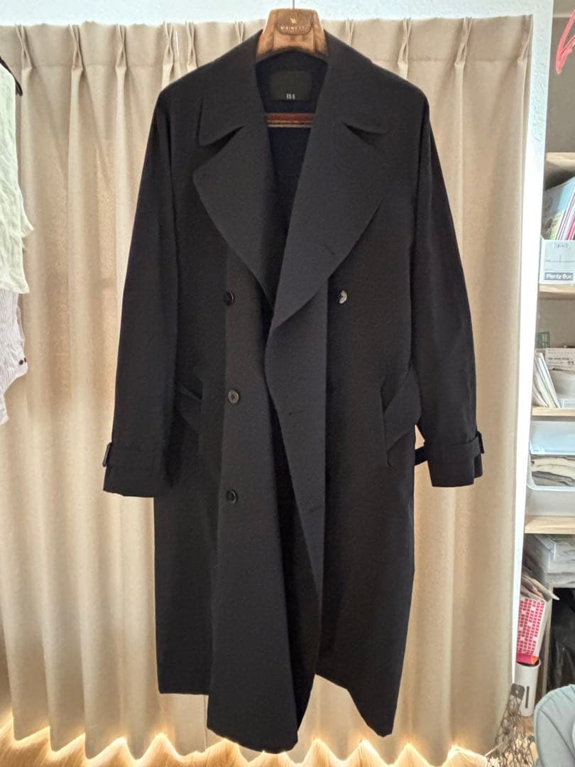 【未使用】ES:Sブラック トレンチコート ポリエステルタイプライター