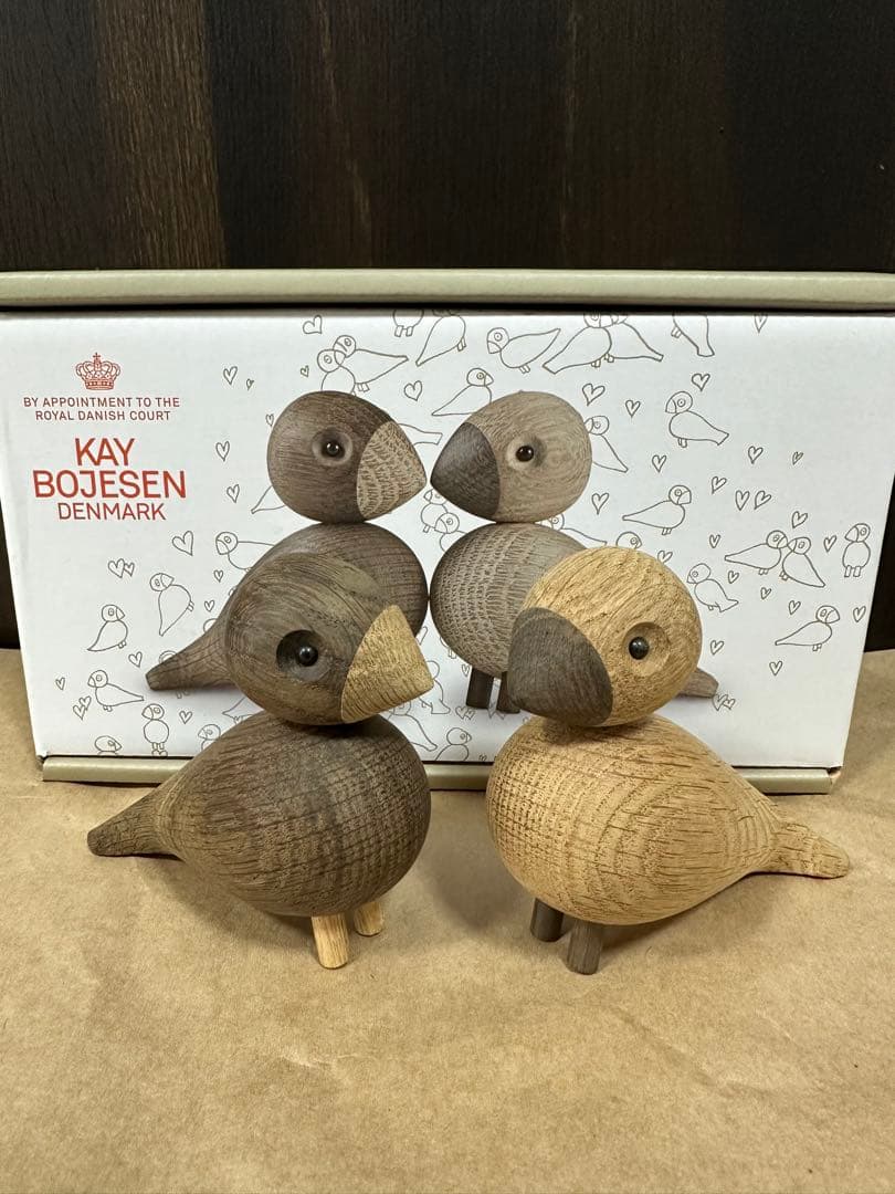 【極美品/箱あり】カイボイスン　ラブバード　ペア　北欧インテリア　木製