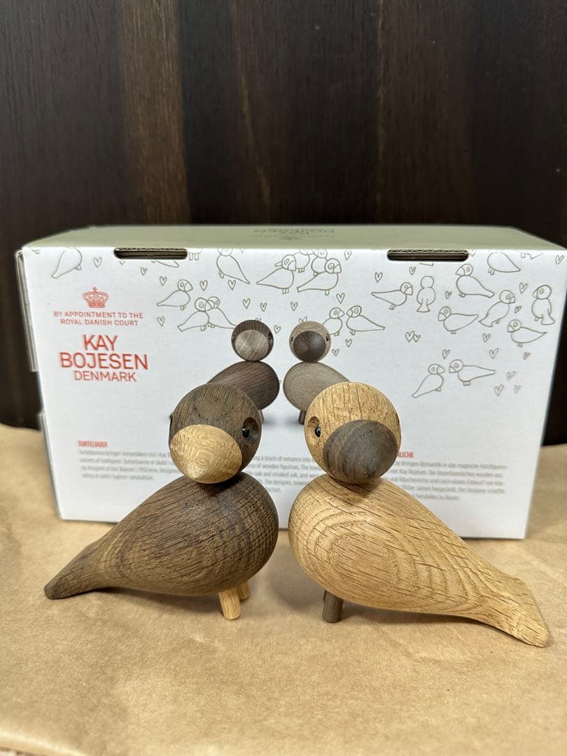 【極美品/箱あり】カイボイスン　ラブバード　ペア　北欧インテリア　木製