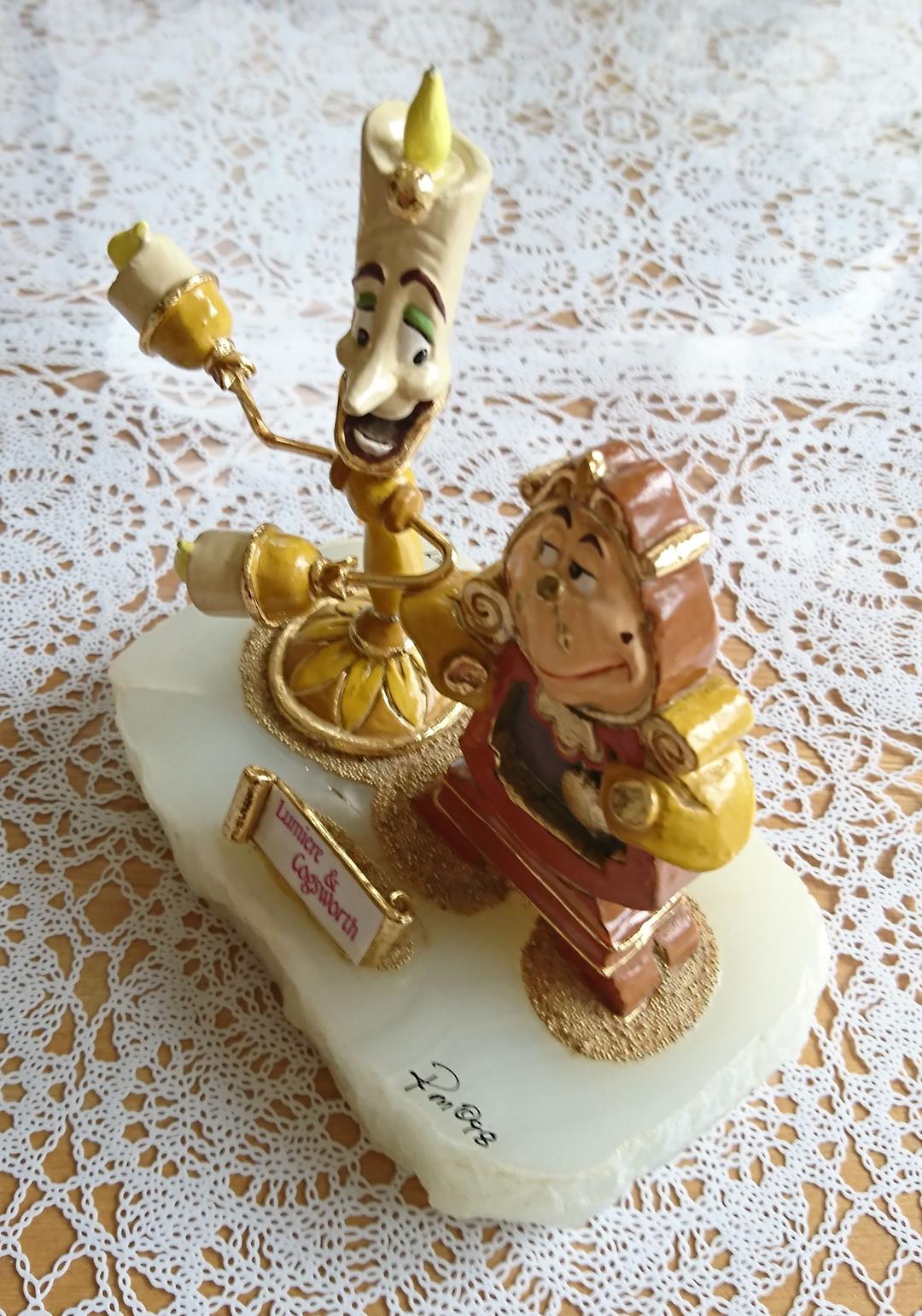 【超希少  入手困難】 美女と野獣 ルミエール＆コグスワース 置物 ディズニー