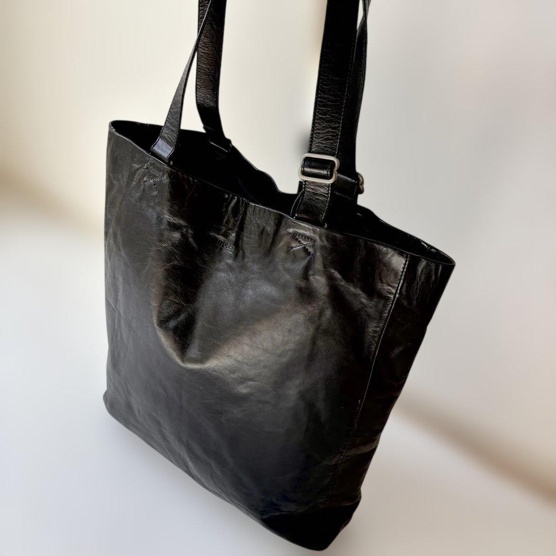 エムゼロエイトファイブワン m0851 アニリン レザー トートバッグ ブラック