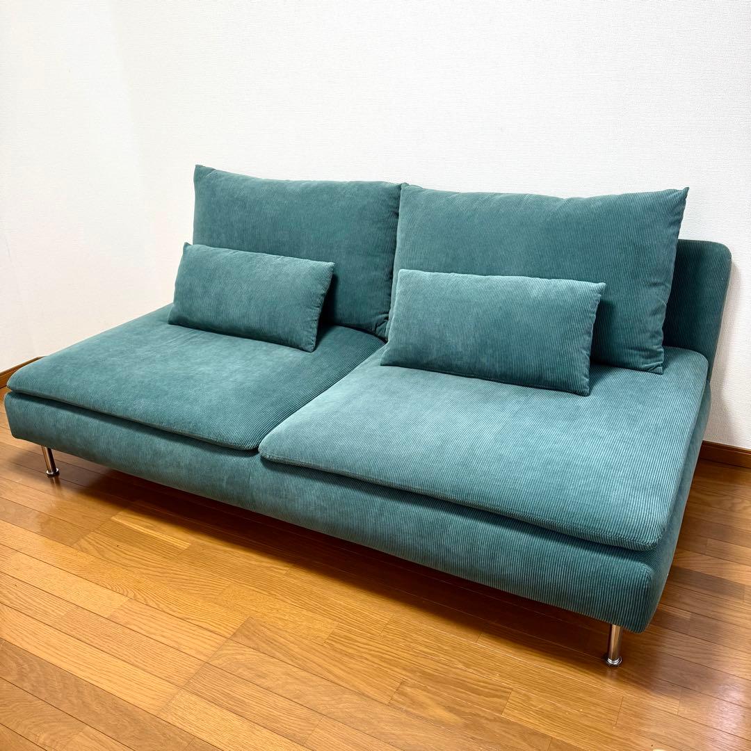 【ほぼ未使用】IKEA ソーデルハムン 3人掛け ケーリンゲグレーターコイズ