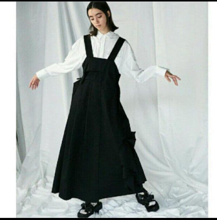 ENFOLD カットオフ　ジャンパースカート　ブラック 36