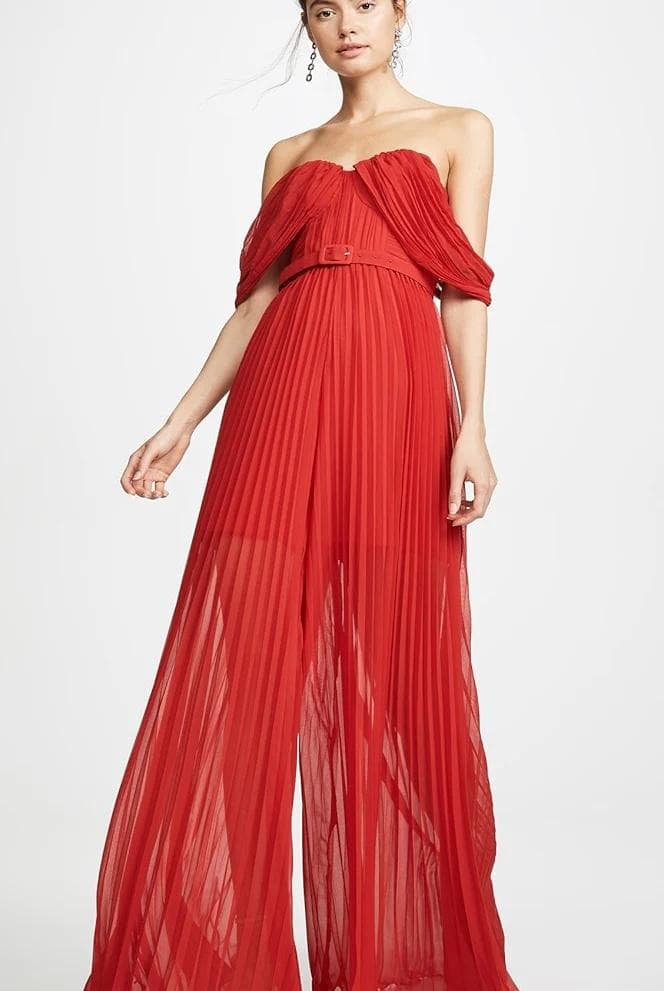 S*C様 セルフポートレイト オールインワン ジャンプスーツ プリーツ オフショ