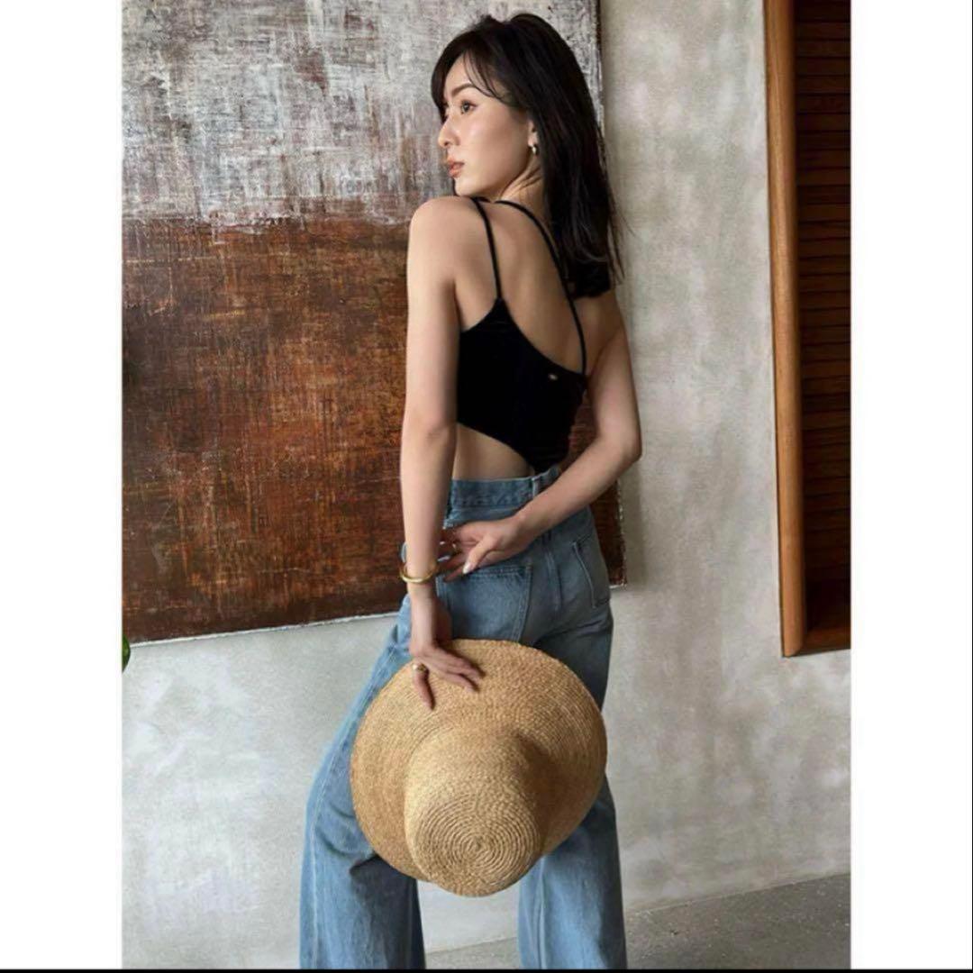 anuans サイドカットアウトベロアワンピース ブラウン