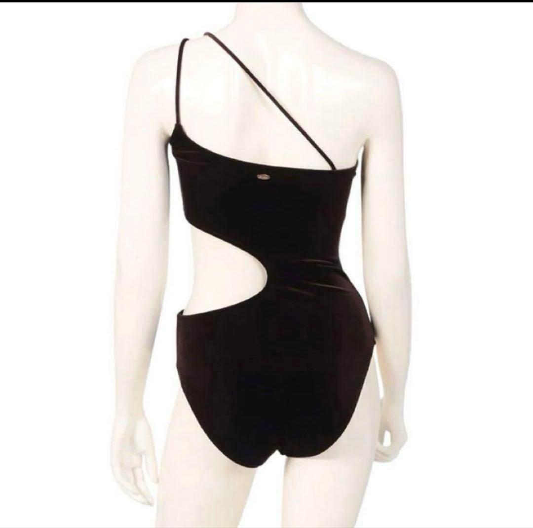 anuans サイドカットアウトベロアワンピース ブラウン