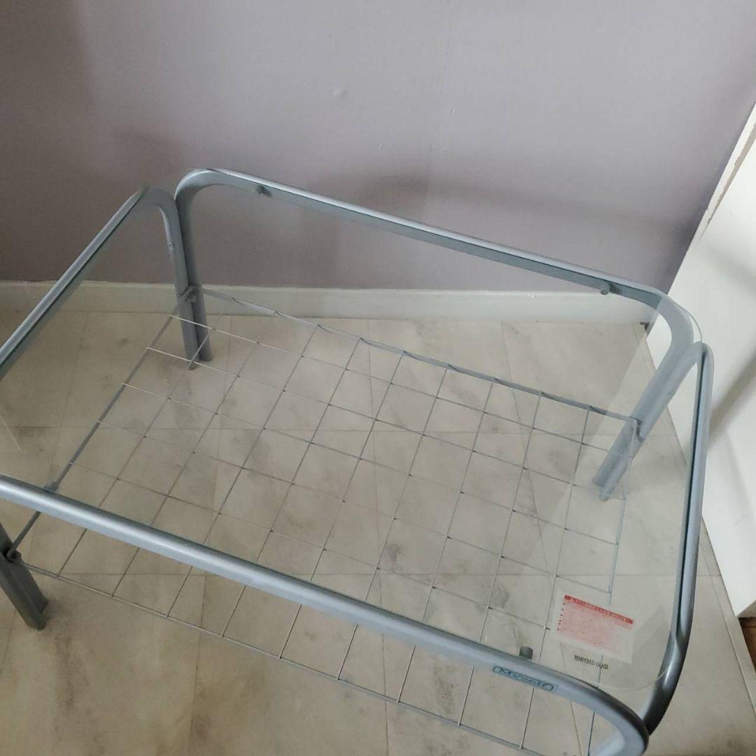 アイリスオーヤマ ガラステーブル レトロ センターテーブル 収納 網棚付き