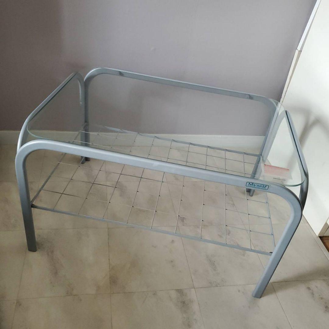 アイリスオーヤマ ガラステーブル レトロ センターテーブル 収納 網棚付き