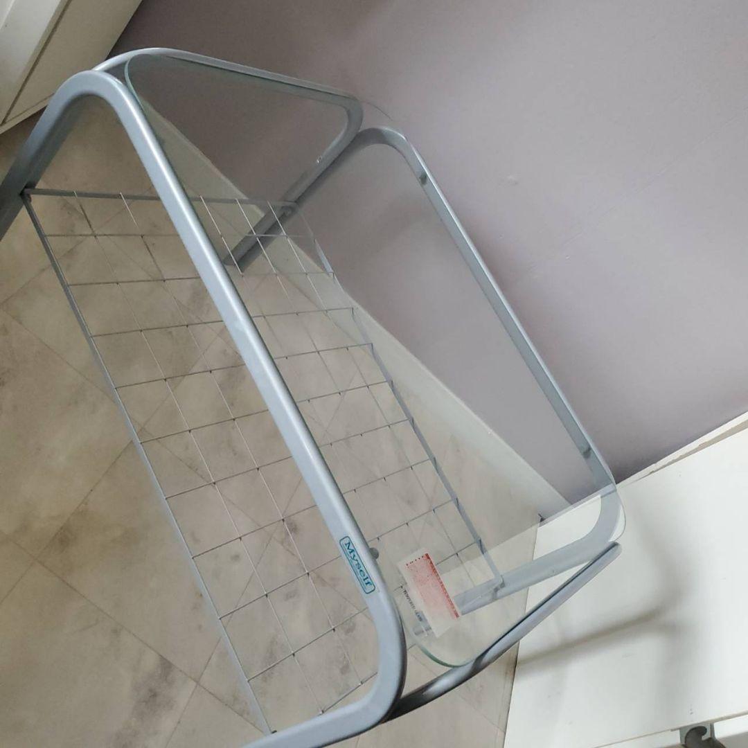 アイリスオーヤマ ガラステーブル レトロ センターテーブル 収納 網棚付き