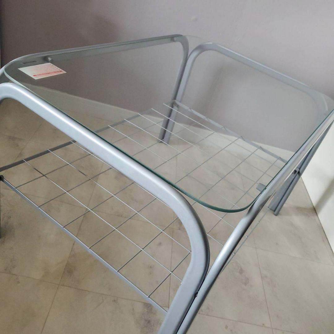 アイリスオーヤマ ガラステーブル レトロ センターテーブル 収納 網棚付き