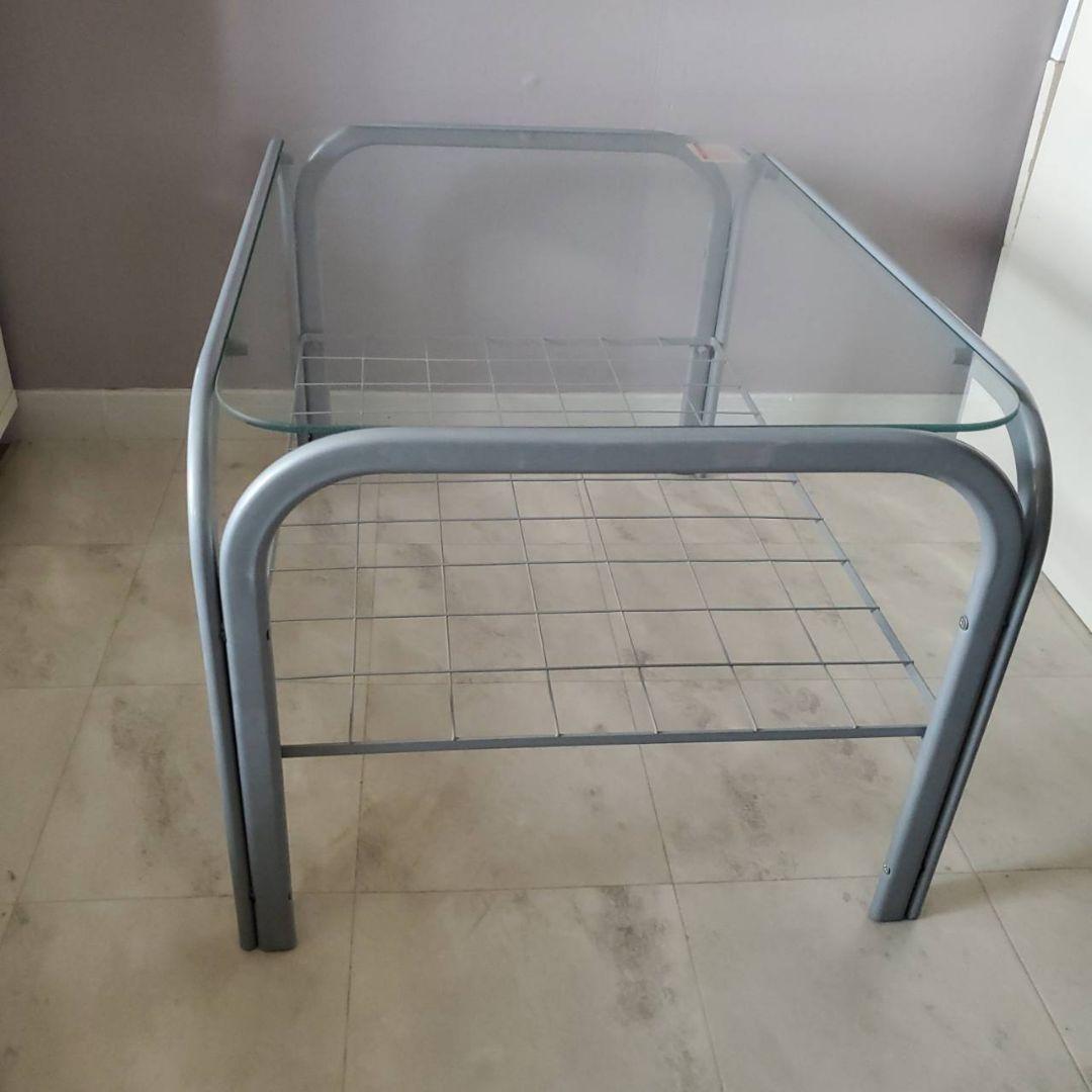 アイリスオーヤマ ガラステーブル レトロ センターテーブル 収納 網棚付き