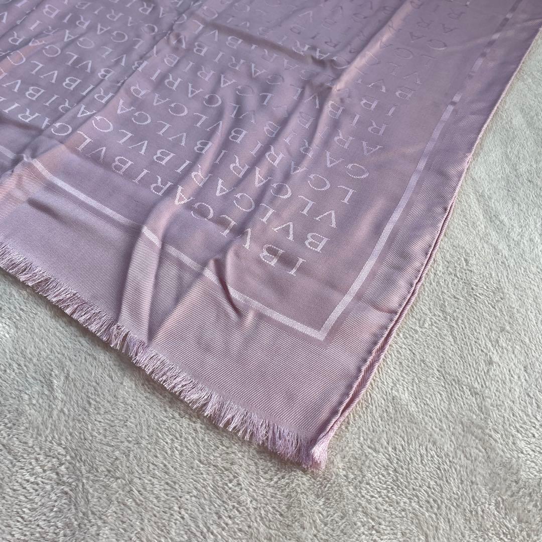■未使用品　ブルガリ　ストール　ショール　絹　ラベンダーピンク　大判　ロゴマニア