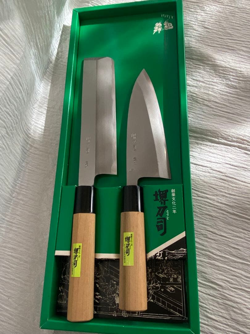 【新品】堺刀司 出刃包丁と薄刃包丁 重光作 2本 箱入り 日本製