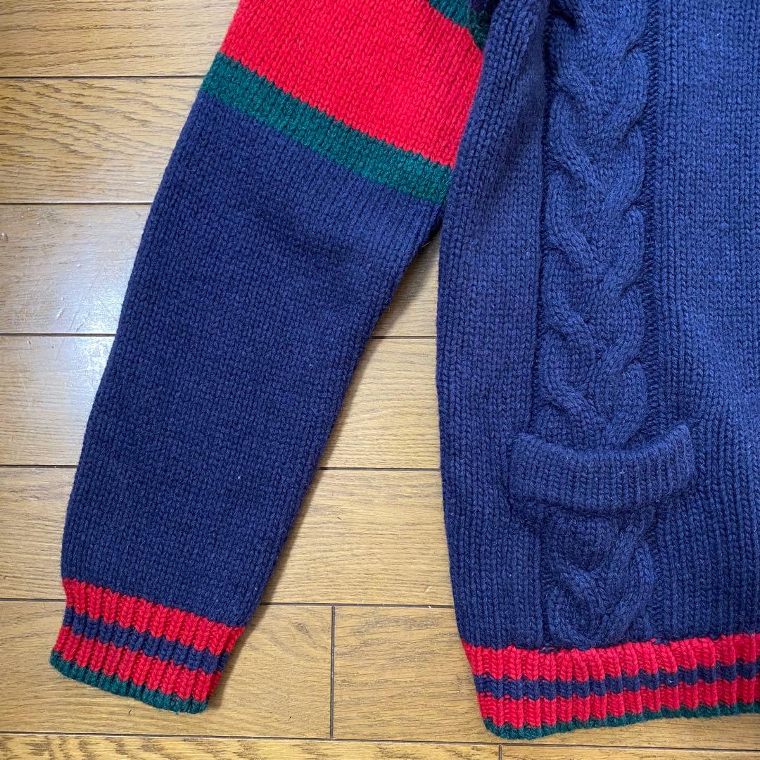 GUCCI ウール ケーブルニットカーディガン 紺 S