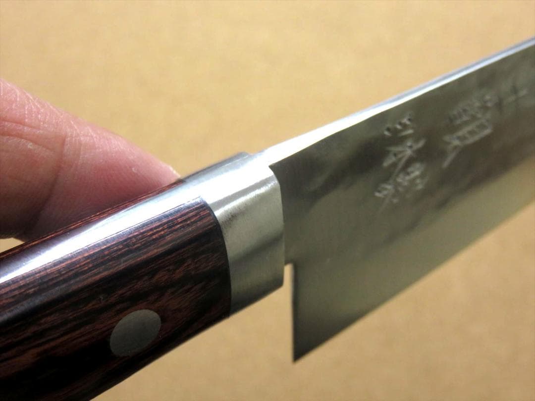 関の刃物 三徳包丁 170mm 鎚目鍛造 本割込 3層鋼 口金付 両刃 万能包丁