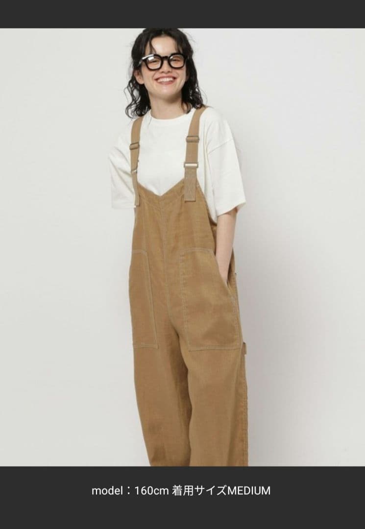 美品☆ニコアンド FINEリネンツイルサロペット M