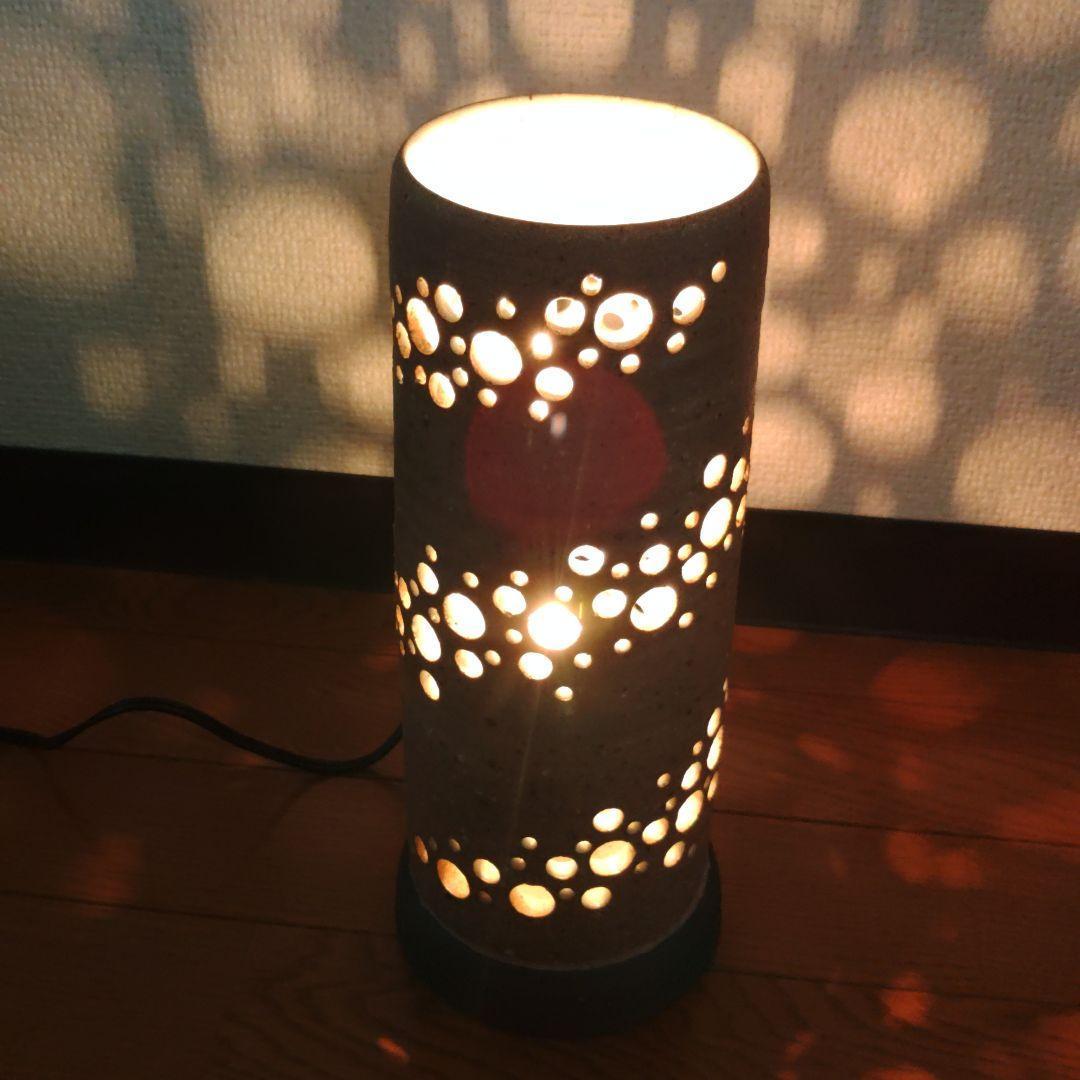 【未使用】 陶器製穴あきデザイン ライトオブジェ 【作家作品：一点物】