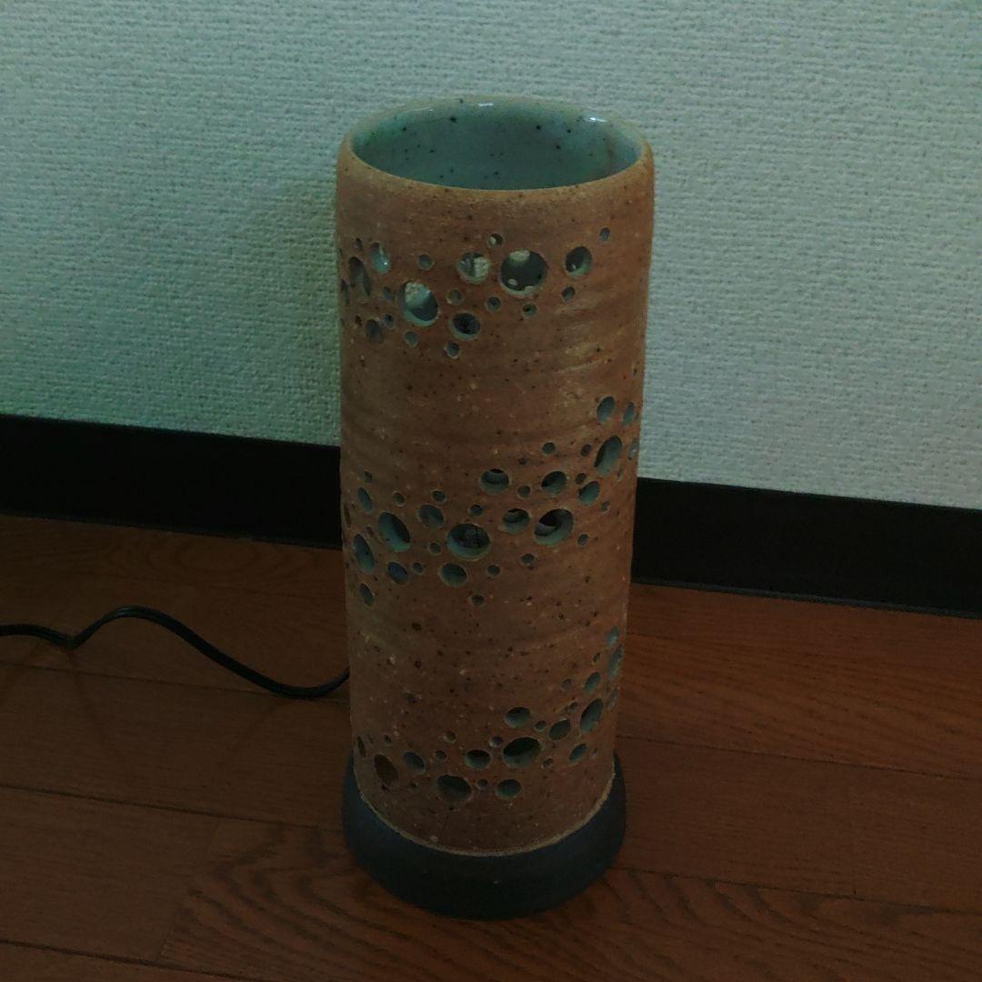 【未使用】 陶器製穴あきデザイン ライトオブジェ 【作家作品：一点物】