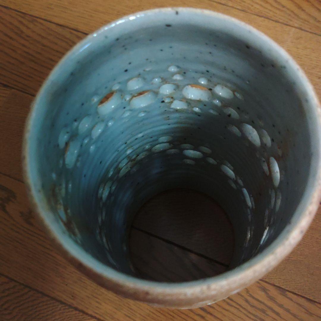 【未使用】 陶器製穴あきデザイン ライトオブジェ 【作家作品：一点物】