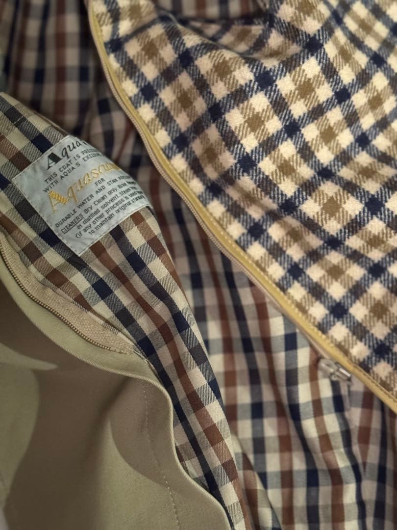 Aquascutum ベルテッドコートmade in England