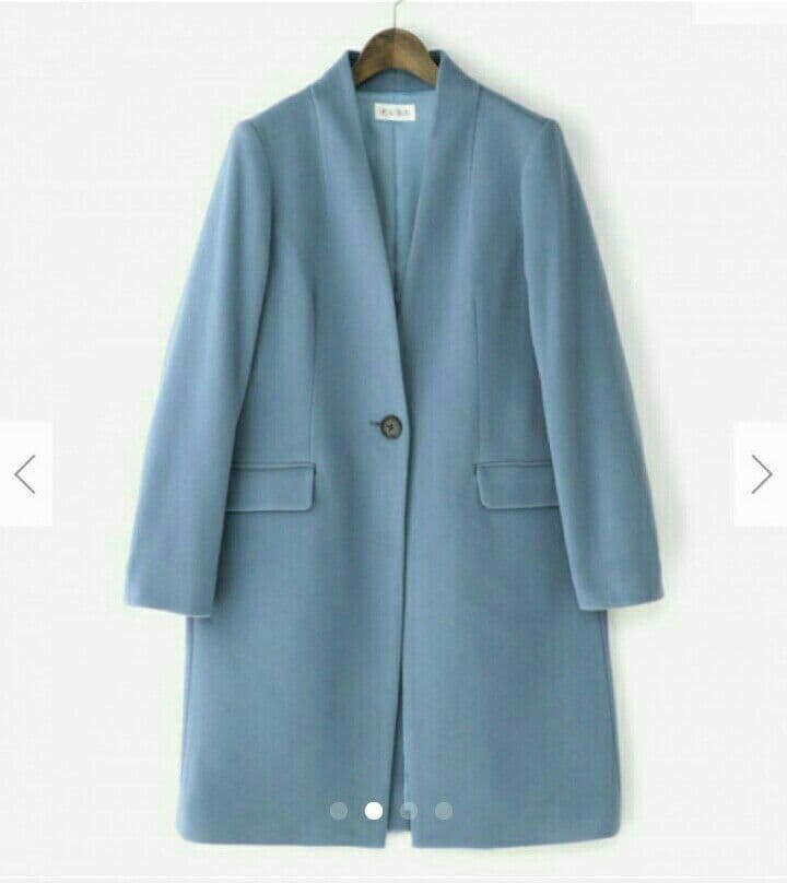 専用　プラステ　ウールモッサ　カラーレスコート　チェスターコート　ブルー