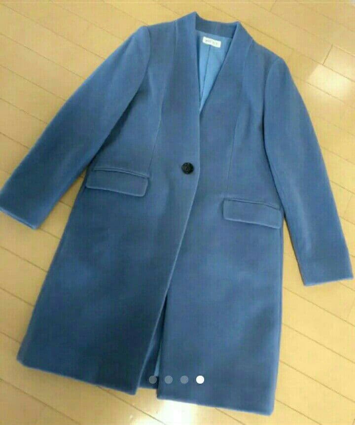専用　プラステ　ウールモッサ　カラーレスコート　チェスターコート　ブルー