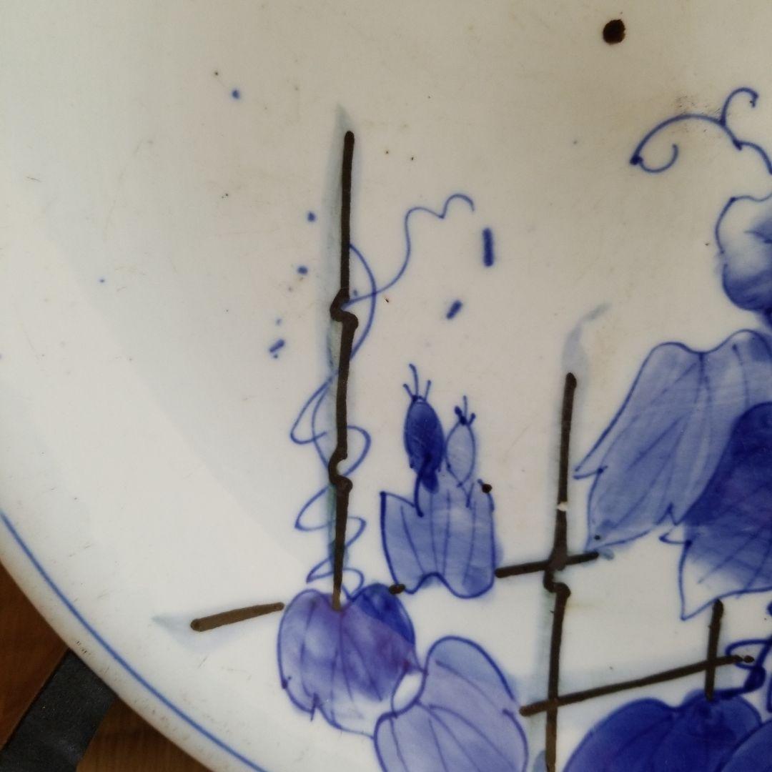 絵皿　朝顔　夏風景　骨董品　稀少！