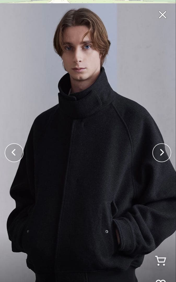 【CLEL】ウールブレンド テックメルトン2wayブルゾン　ブラック　Mサイズ