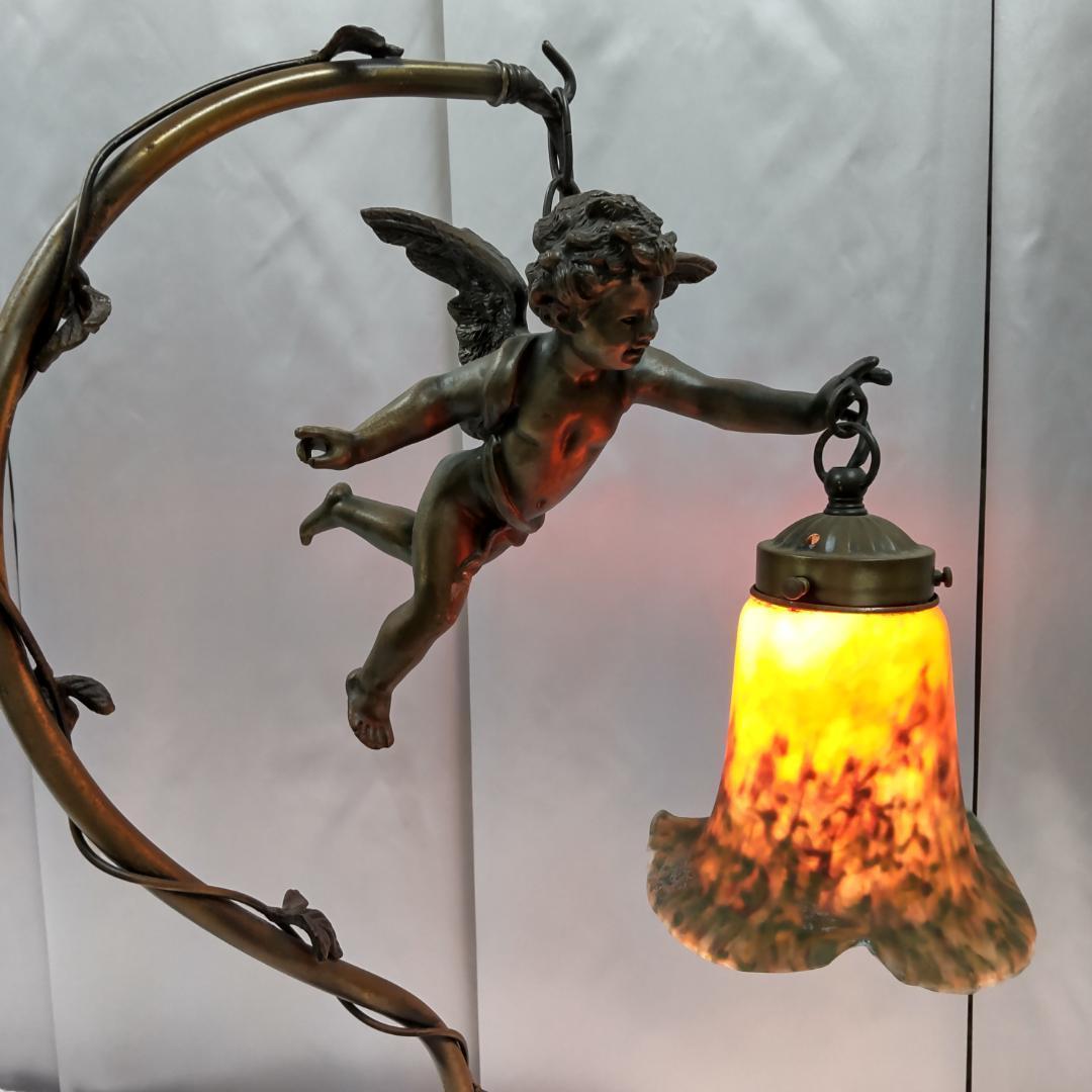 ランプ　天使　アンティーク　風　照明　ランプスタンド　エンジェル　イエロー付箋