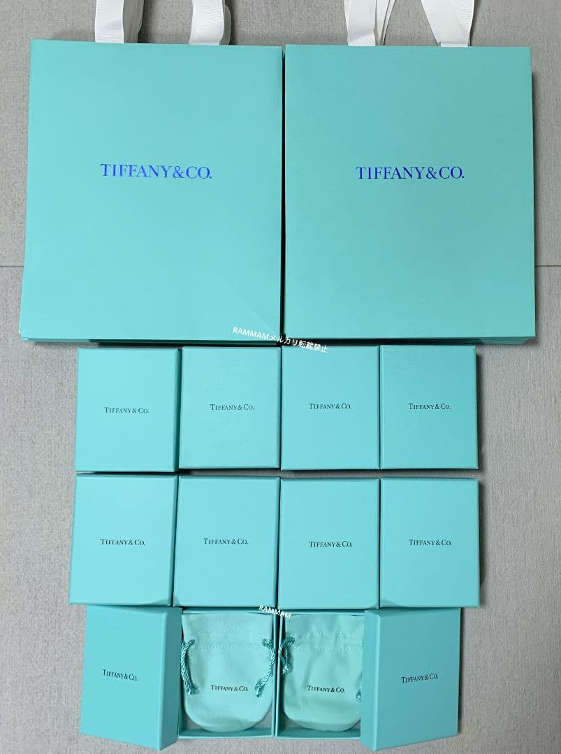 現行品　Tiffany　ティファニー　箱　空箱　巾着袋　保存袋　紙袋　各10個