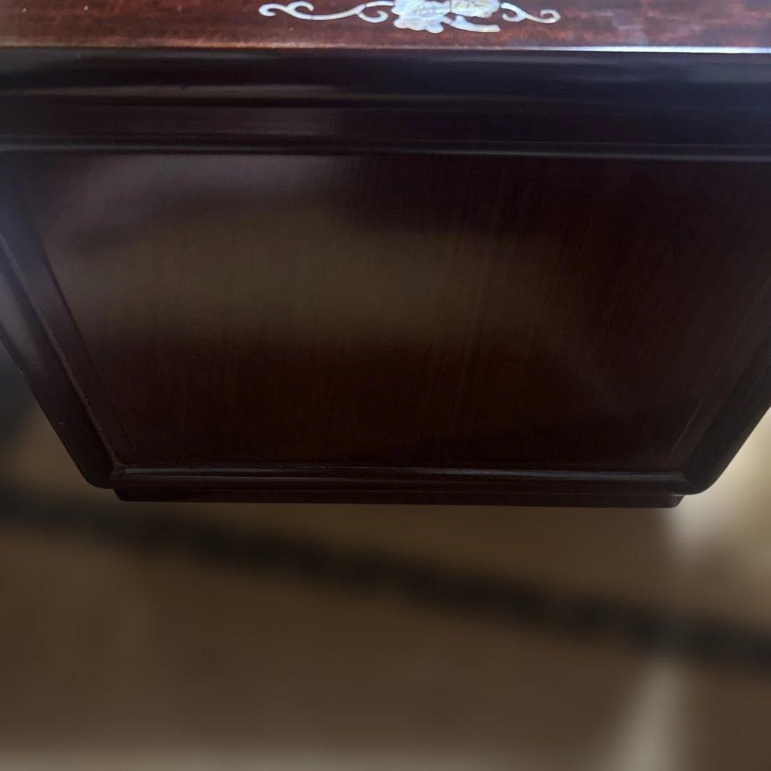 高級銘木 唐木 花梨無垢 螺鈿細工 木製3段小引き出し 箪笥 葡萄装飾 ①